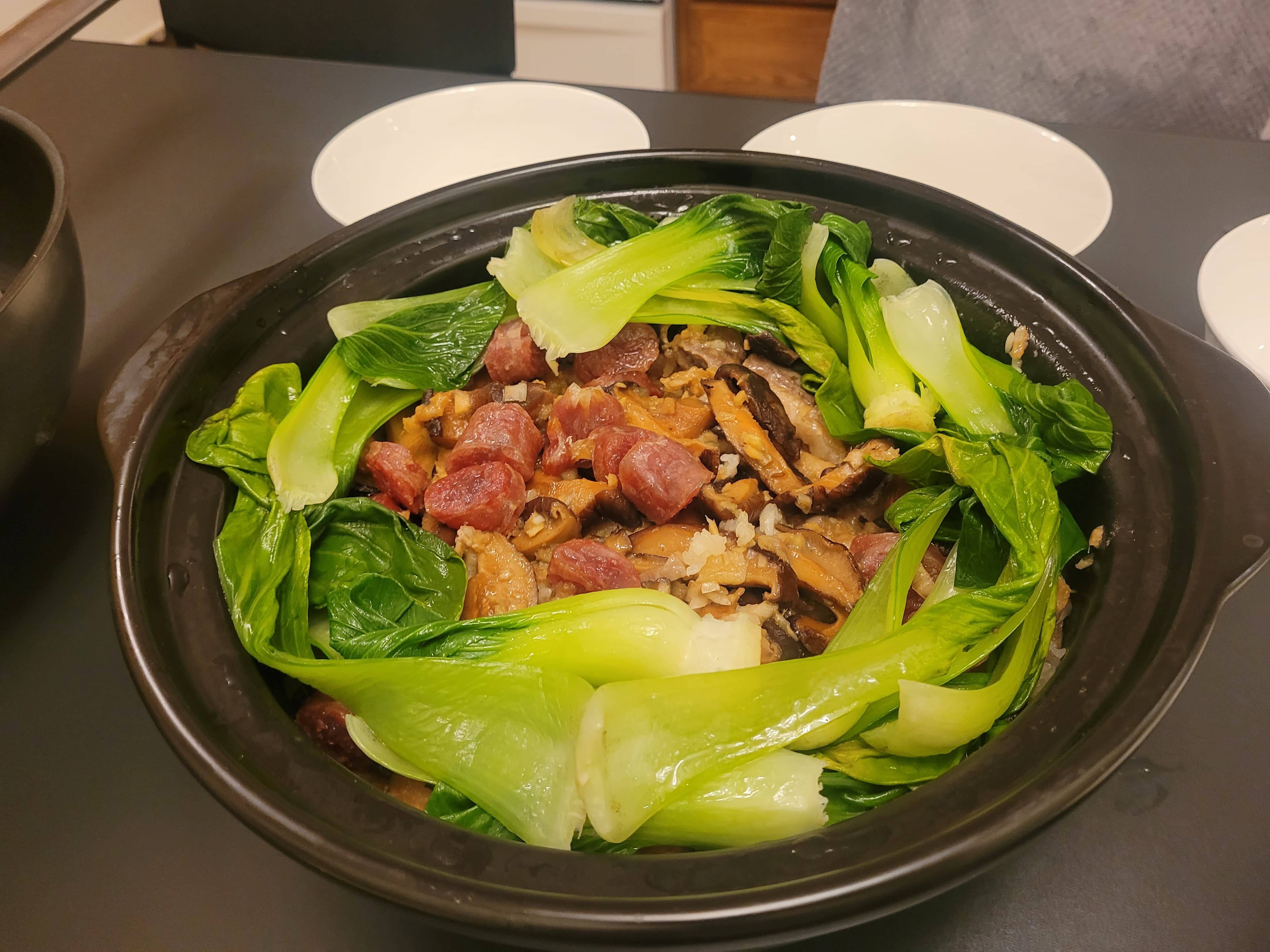 Claypot Bok Choy Sausage Mushroom